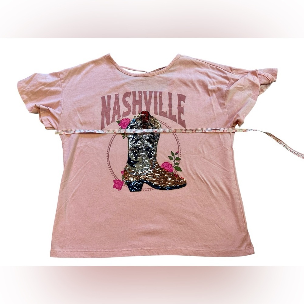 The Children’s Place Girls Sequin Nashville Graphic Cross Back Top Size XL - Picture 3 of 8